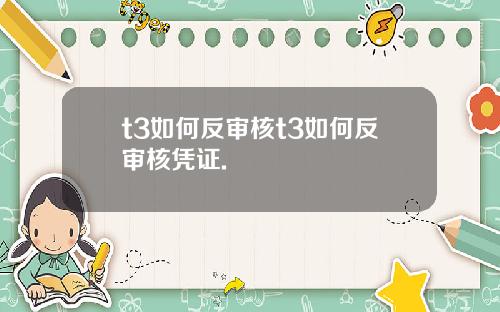 t3如何反审核t3如何反审核凭证.