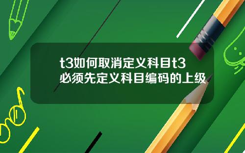 t3如何取消定义科目t3必须先定义科目编码的上级
