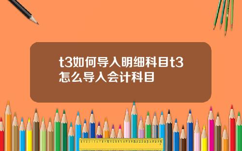 t3如何导入明细科目t3怎么导入会计科目