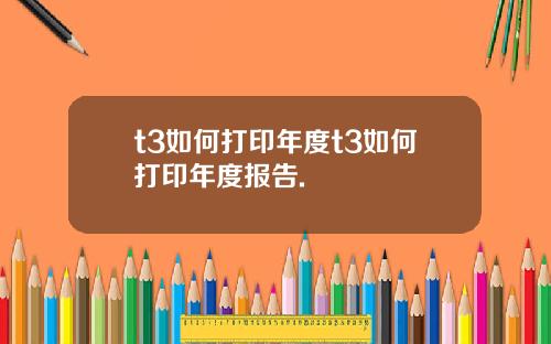 t3如何打印年度t3如何打印年度报告.
