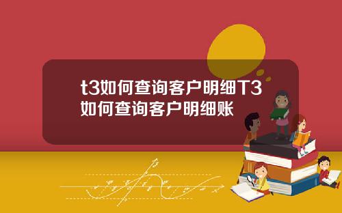 t3如何查询客户明细T3如何查询客户明细账