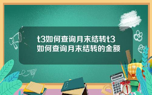 t3如何查询月末结转t3如何查询月末结转的金额