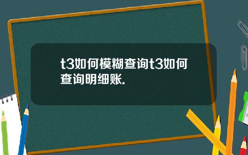t3如何模糊查询t3如何查询明细账.