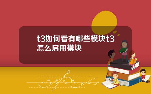 t3如何看有哪些模块t3怎么启用模块