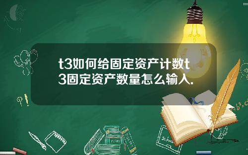 t3如何给固定资产计数t3固定资产数量怎么输入.