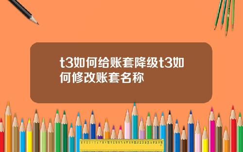 t3如何给账套降级t3如何修改账套名称