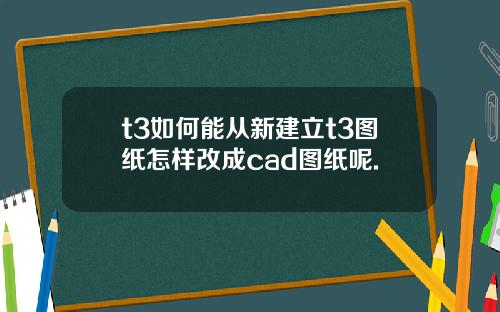 t3如何能从新建立t3图纸怎样改成cad图纸呢.