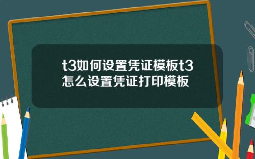 t3如何设置凭证模板t3怎么设置凭证打印模板