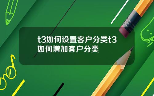 t3如何设置客户分类t3如何增加客户分类