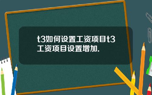 t3如何设置工资项目t3工资项目设置增加.