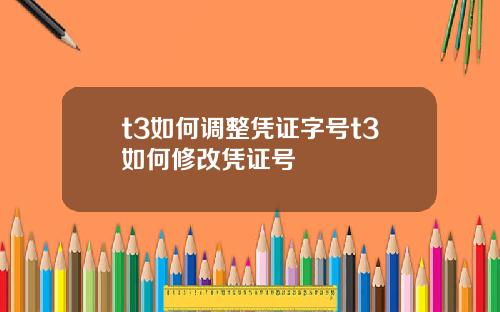 t3如何调整凭证字号t3如何修改凭证号