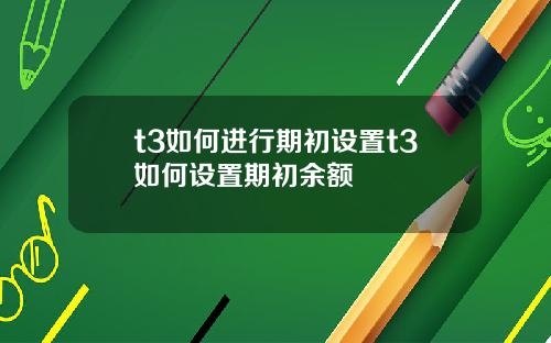 t3如何进行期初设置t3如何设置期初余额