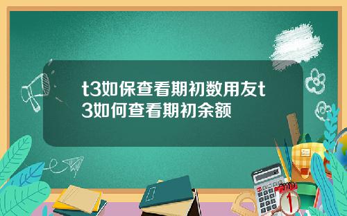 t3如保查看期初数用友t3如何查看期初余额