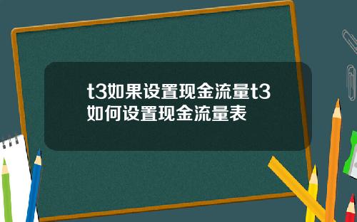 t3如果设置现金流量t3如何设置现金流量表