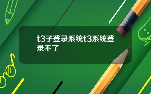 t3子登录系统t3系统登录不了