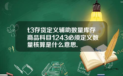 t3存货定义辅助数量库存商品科目1243必须定义数量核算是什么意思.