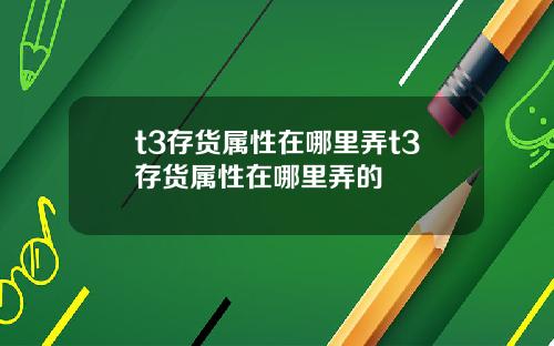 t3存货属性在哪里弄t3存货属性在哪里弄的