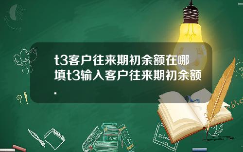 t3客户往来期初余额在哪填t3输入客户往来期初余额.