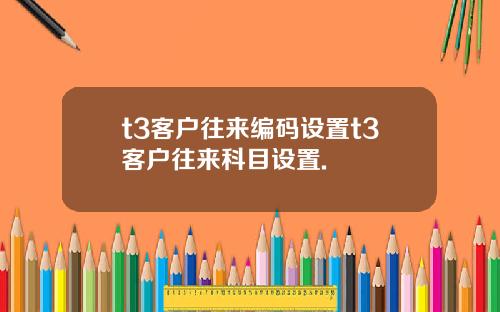 t3客户往来编码设置t3客户往来科目设置.