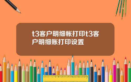 t3客户明细帐打印t3客户明细账打印设置