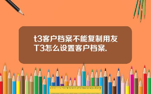 t3客户档案不能复制用友T3怎么设置客户档案.