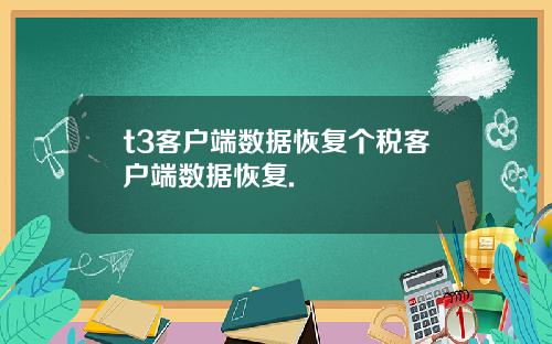 t3客户端数据恢复个税客户端数据恢复.