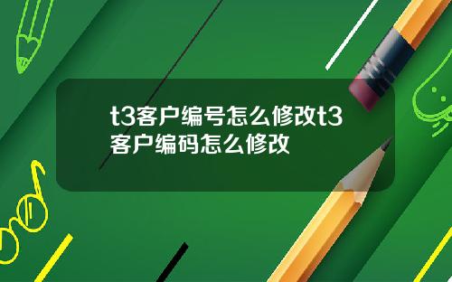 t3客户编号怎么修改t3客户编码怎么修改