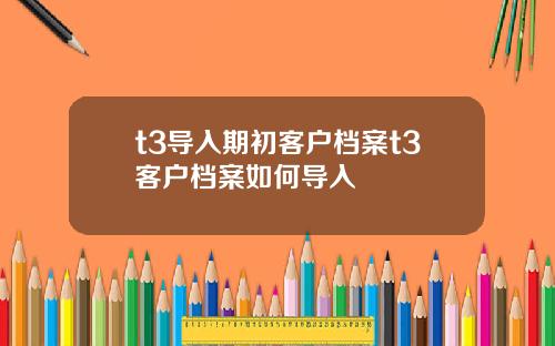 t3导入期初客户档案t3客户档案如何导入
