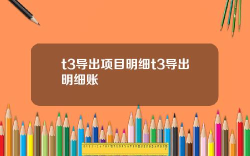 t3导出项目明细t3导出明细账