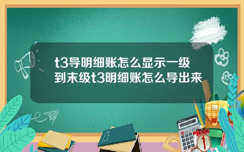 t3导明细账怎么显示一级到末级t3明细账怎么导出来