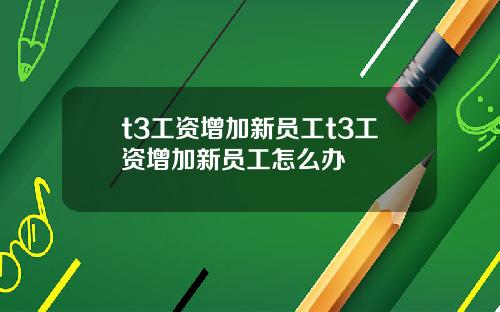t3工资增加新员工t3工资增加新员工怎么办