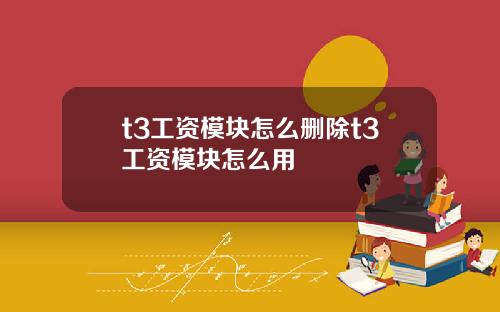 t3工资模块怎么删除t3工资模块怎么用