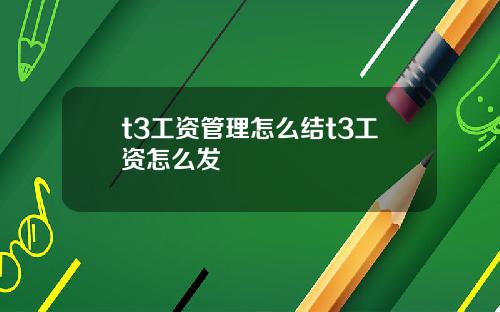 t3工资管理怎么结t3工资怎么发