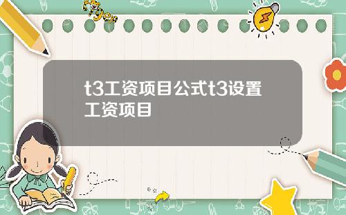 t3工资项目公式t3设置工资项目
