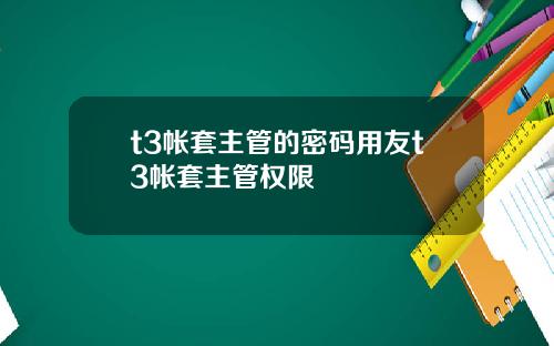 t3帐套主管的密码用友t3帐套主管权限