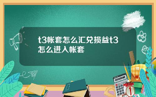 t3帐套怎么汇兑损益t3怎么进入帐套