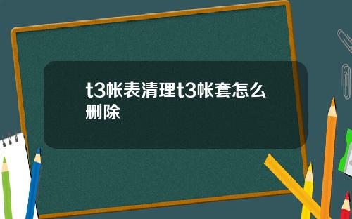 t3帐表清理t3帐套怎么删除