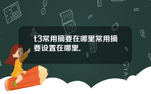 t3常用摘要在哪里常用摘要设置在哪里.