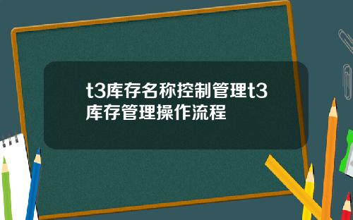 t3库存名称控制管理t3库存管理操作流程