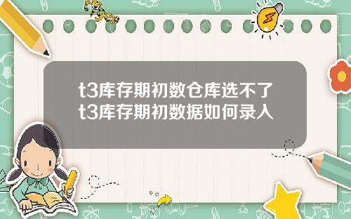 t3库存期初数仓库选不了t3库存期初数据如何录入
