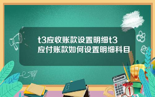 t3应收账款设置明细t3应付账款如何设置明细科目