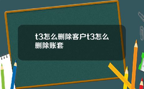 t3怎么删除客户t3怎么删除账套
