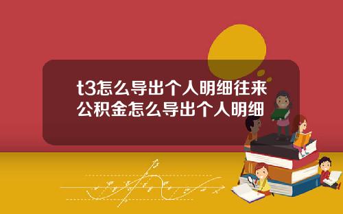 t3怎么导出个人明细往来公积金怎么导出个人明细