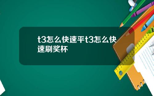 t3怎么快速平t3怎么快速刷奖杯