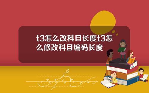 t3怎么改科目长度t3怎么修改科目编码长度