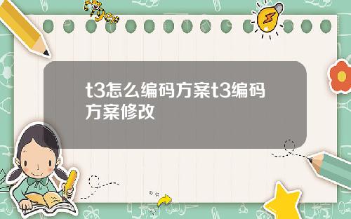 t3怎么编码方案t3编码方案修改