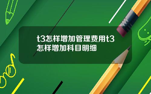 t3怎样增加管理费用t3怎样增加科目明细