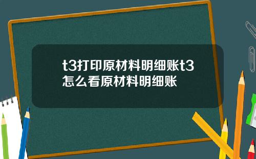 t3打印原材料明细账t3怎么看原材料明细账