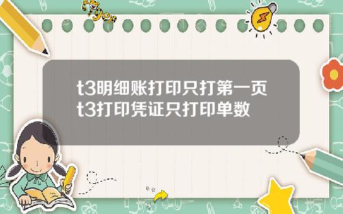 t3明细账打印只打第一页t3打印凭证只打印单数
