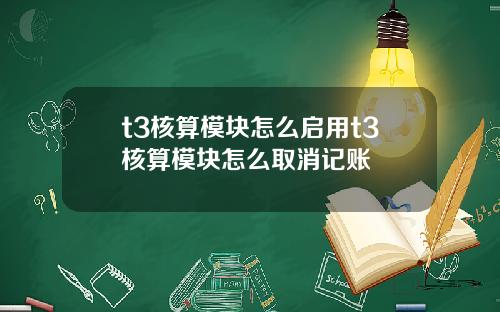 t3核算模块怎么启用t3核算模块怎么取消记账